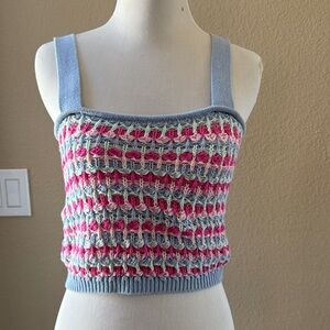 Lulu's Pink and Blue Knit Tank Top